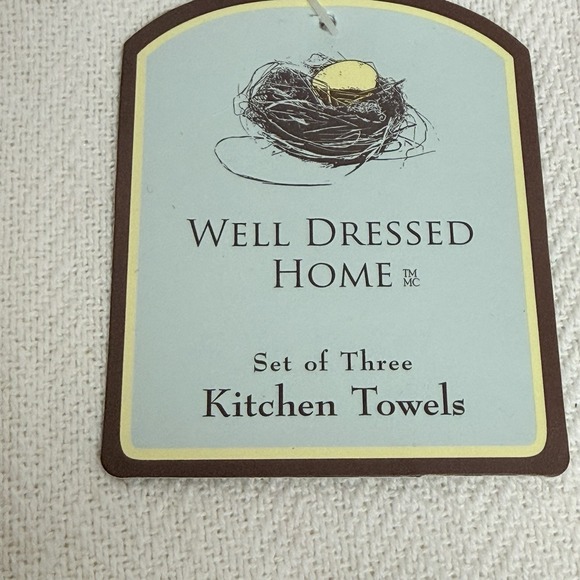Well Dressed Home Happy Easter White Teal Gray Set Of 3 Kitchen Towels New - Picture 4 of 5